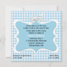 Bonito Blue Gingham Personalizado Baby Shower
