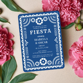 Invitación Bonito Blue Papel Picado Boda Ensayo Cena