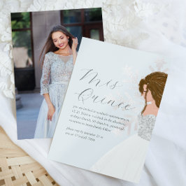 Invitación Bonito Blue Winter Snowflakes Mis Quince Photo