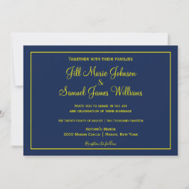 Invitación Bonito Boda azul y amarillo