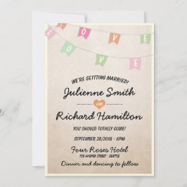 Invitación Bonito Boda de banners de Bunting Vintage