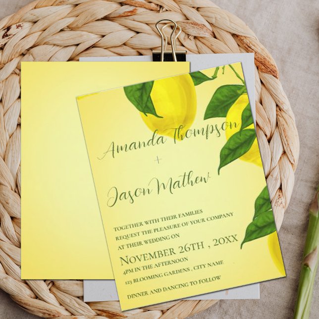 Invitación Bonito Boda de cítricos amarillo brillante (Subido por el creador)