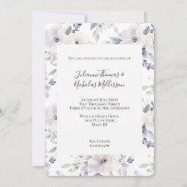Invitación Bonito Boda de flores de marfil morado de lavanda