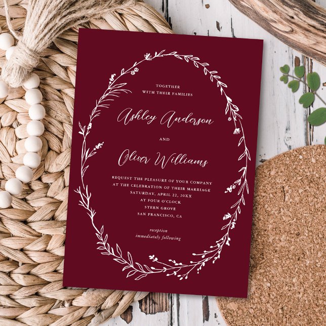 Invitación Bonito Boda de guirnaldas de flor silvestre de Bor (Subido por el creador)