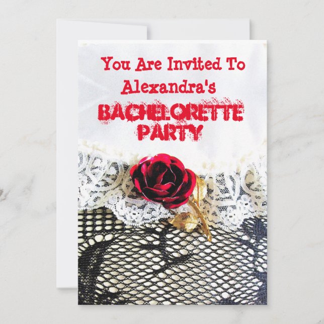 Invitación Bonito boda garter niñita soltera (Anverso)