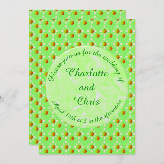 Invitación Bonito Boda Primaria Florecimiento de Apple y manz (Anverso / Reverso)