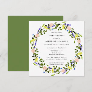 Invitación Bonito Boho color rosa amarillo floral Baby Shower