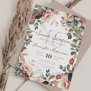 Invitación Bonito Boho Garden Floral Sweet 16 Fiesta