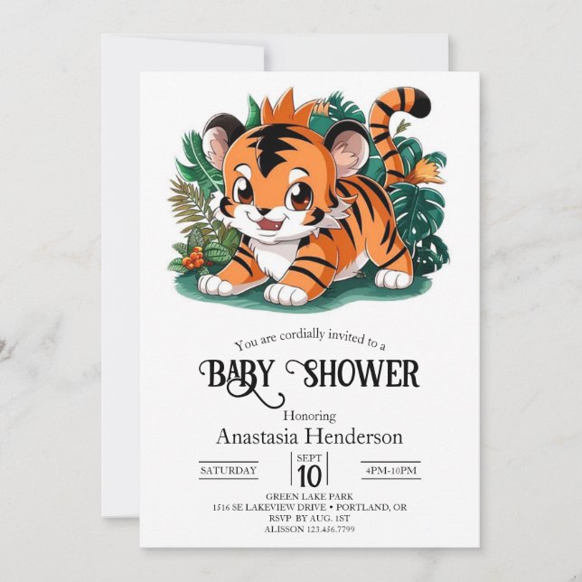 Invitación Bonito Boho Tiger Digital Baby Shower (Anverso)