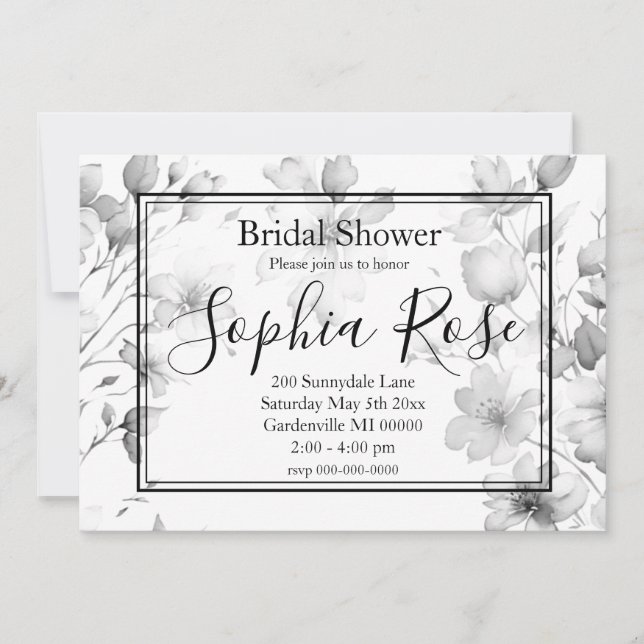 Invitación Bonito Boho Watercolor Flores salvajes Bridal SHow (Anverso)