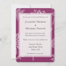 Invitación Bonito Borgoña Boda romántico floral de encaje