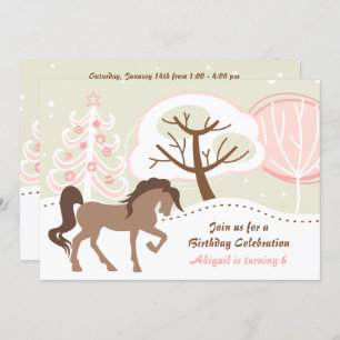 Invitación Bonito Brown Horse Pink Winthday