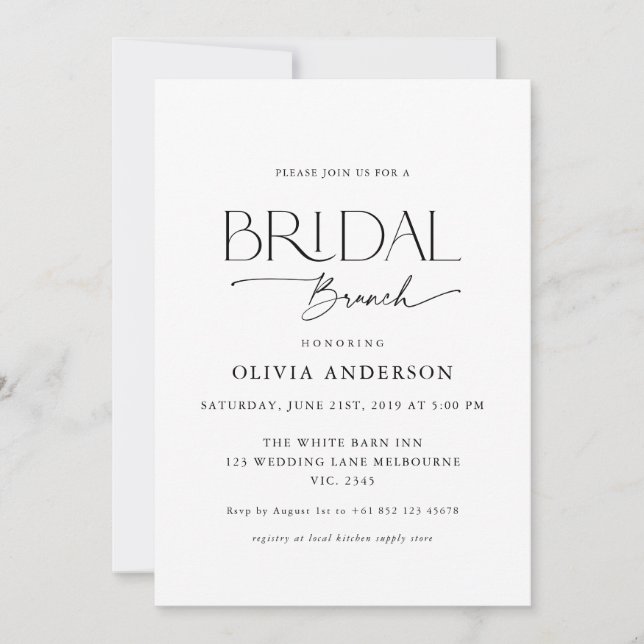 Invitación Bonito Brunch de novia de Couple Font (Anverso)