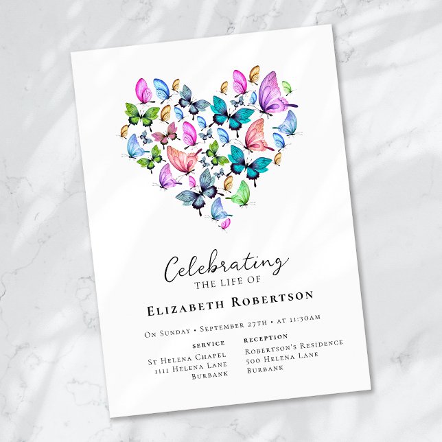 Invitación Bonito Butterflies Funeral del Corazón (Subido por el creador)