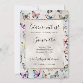 Invitación Bonito Butterflies Pearl