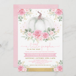 Invitación Bonito Calabaza Acuarela Flora Rosa Baby Shower
