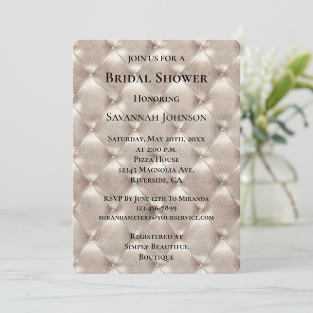 Invitación Bonito Champagne Glam Bridal Shower (Anverso de pie)