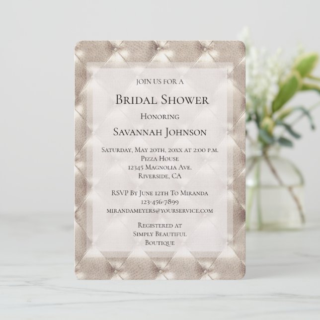 Invitación Bonito Champagne Glam Bridal Shower (Anverso de pie)