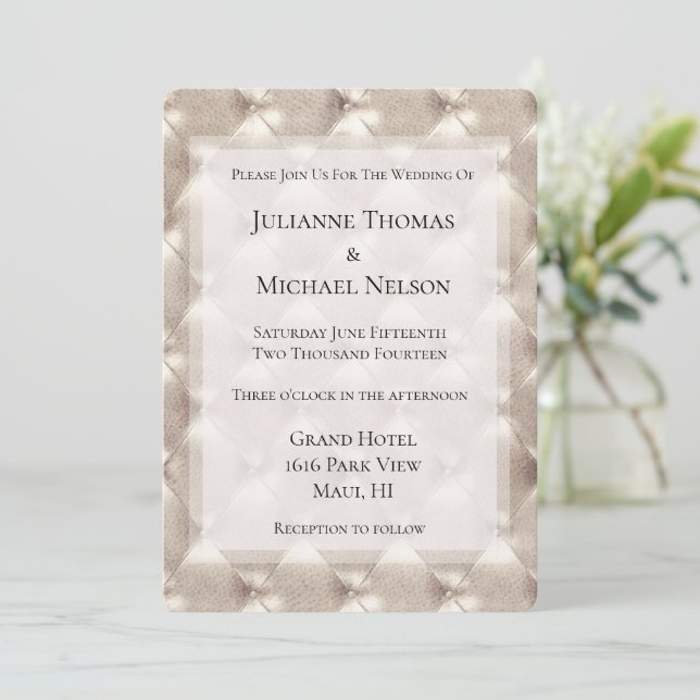 Invitación Bonito Champagne Glam Romantic Boda (Anverso de pie)