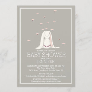 Invitación Bonito Chica rosa Bunny Baby Shower