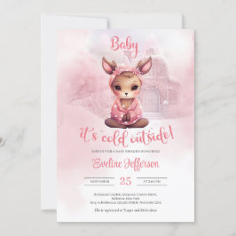 Invitación Bonito chica venado invierno Baby Shower