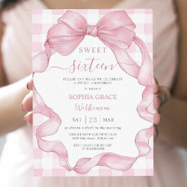 Invitación Bonito Cinta Rosa Bows Dulce Dieciséis Cumpleaños