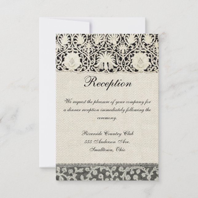 Invitación Bonito clásico blanco de línea de encaje antiguo b (Anverso)