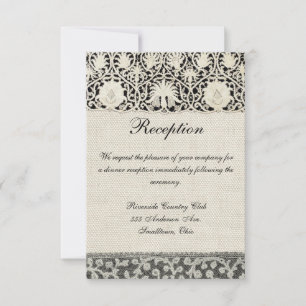 Invitación Bonito clásico blanco de línea de encaje antiguo b