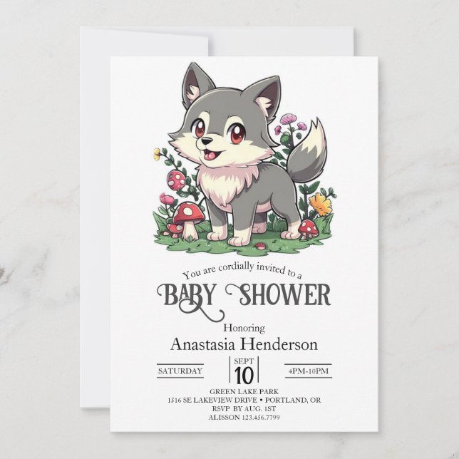 Invitación Bonito Colorful Wolf Baby Shower (Anverso)
