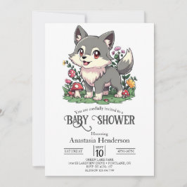 Invitación Bonito Colorful Wolf Baby Shower