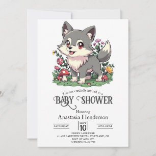 Invitación Bonito Colorful Wolf Baby Shower