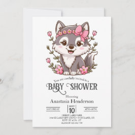 Invitación Bonito colorida Wolf Baby Shower