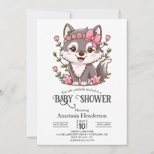 Invitación Bonito colorida Wolf Baby Shower