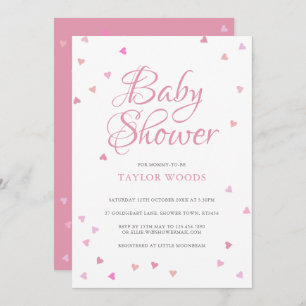 Invitación Bonito Corazones de amor rosados Baby Shower / Spr