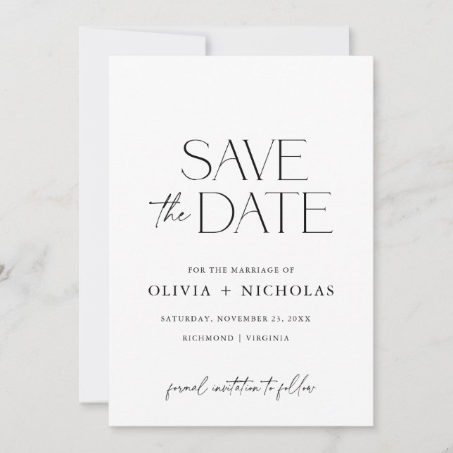 Invitación Bonito Couple Font Duo Guardar fecha (Anverso)