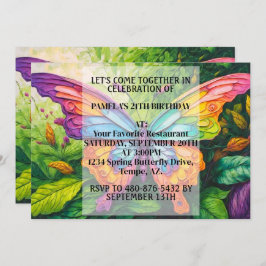 Invitación Bonito Creativo Diseño Mariposa Fiesta de Cumpleañ