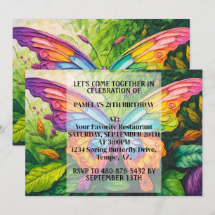 Invitación Bonito Creativo Diseño Mariposa Fiesta de Cumpleañ