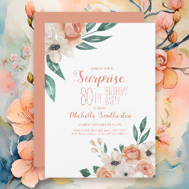 Invitación Bonito Crema Floral 90 cumpleaños