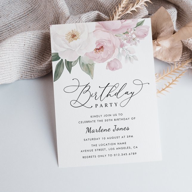 Invitación bonito cumpleaños botánico floral (Subido por el creador)
