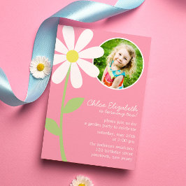 Invitación Bonito Daisy Flower Photo Birday