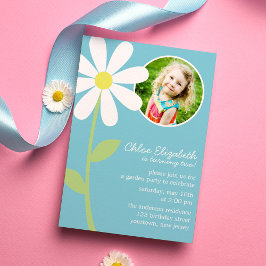 Invitación Bonito Daisy Flower Photo Birday