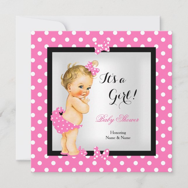 Invitación Bonito de Chica de Baby Shower lindo morena negra  (Anverso)
