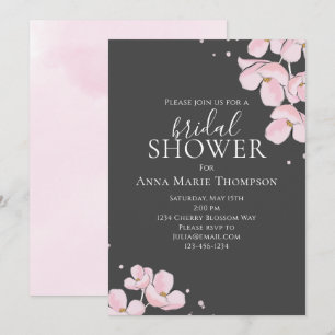 Invitación Bonito de color de agua rosa floral, flores de cer
