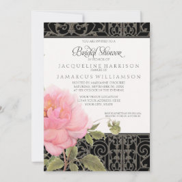 Invitación Bonito de ducha de novia Flor Peony Fence Art