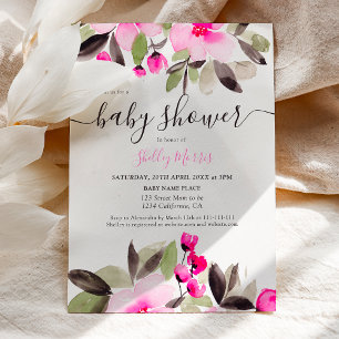 Invitación Bonito de jardín color de agua rosa floral ducha d