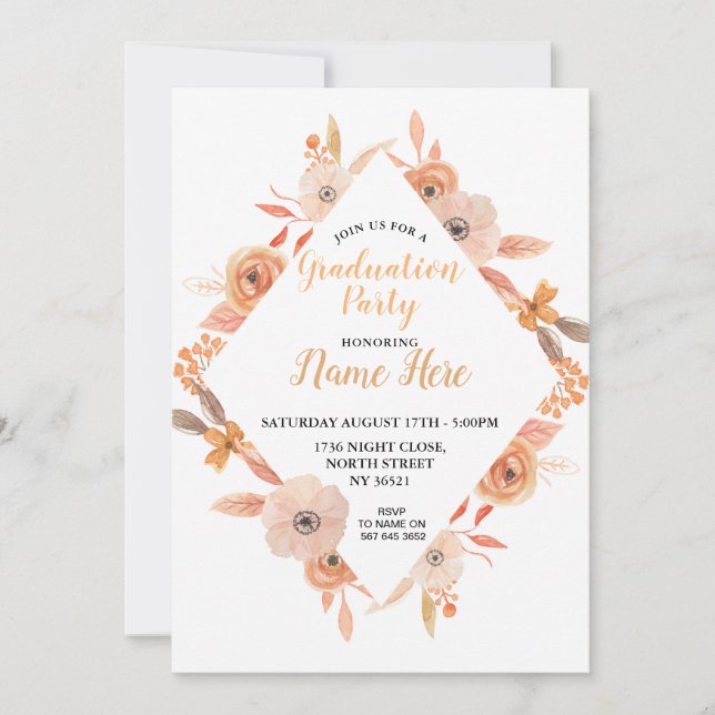 Invitación Bonito de la fiesta de graduación invita a Auburn  (Anverso)