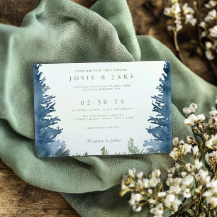 Invitación Bonito de los pinos nevados verde