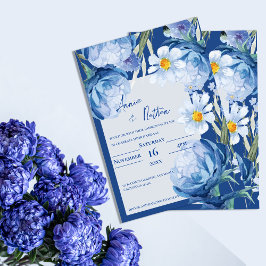 Invitación Bonito de moda Flores Azules Boda floral de moda