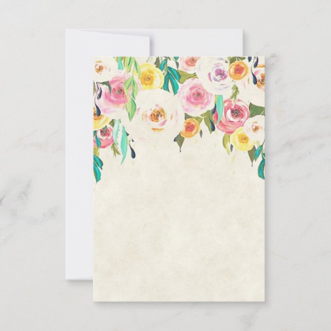 Invitación Bonito de presupuesto en blanco boda floral pastel (Anverso)