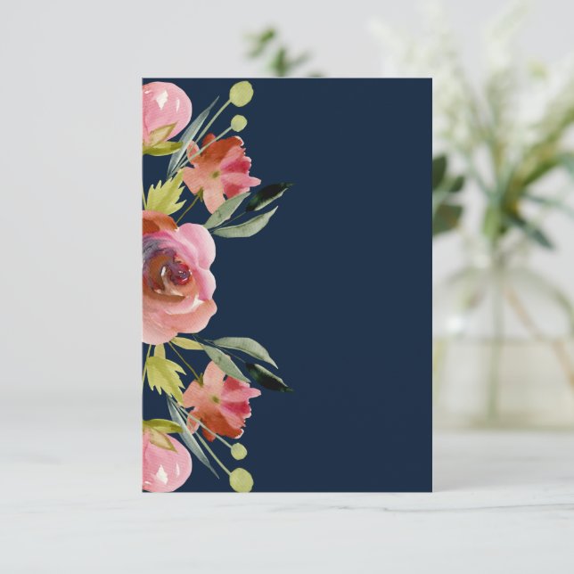 Invitación Bonito de presupuesto en blanco boda floral rosa (Anverso de pie)